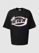REVIEW Oversized T-Shirt mit Puff Logo Print in Black, Größe L