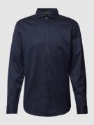 Jake*s Slim Fit Business-Hemd mit Allover-Muster in Marineblau, Größe ...