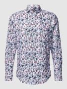 Jake*s Slim Fit Business-Hemd mit Allover-Muster in Weiss, Größe 37/38