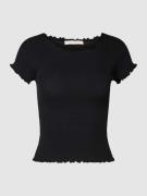 Review T-Shirt mit Muschelsaum in Black, Größe XS