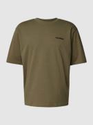 REVIEW Basic oversized T-Shirt mit Logo Detail in Khaki, Größe XS