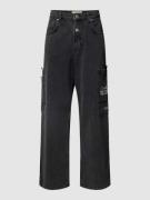 REVIEW Baggy Fit Jeans mit Cargotaschen in Black, Größe 28