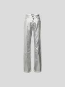 ROTATE Straight Fit Jeans mit Knopfverschluss in Silber, Größe 24