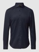 Jake*s Super Slim Fit Business-Hemd mit Allover-Muster in Marine, Größ...
