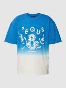 PEQUS Oversized T-Shirt mit Label-Print in Blau, Größe M