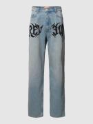 REVIEW Baggy Fit Jeans mit Ziersteinbesatz in Hellblau, Größe 28
