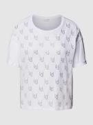 Liu Jo White T-Shirt mit Allover-Label-Strasssteinbesatz in Offwhite, ...