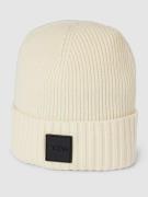 BOSS Beanie mit Label-Patch Modell 'Fati' in Offwhite, Größe One Size