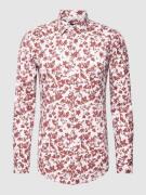 BOSS Slim Fit Business-Hemd mit Allover-Muster in Bordeaux, Größe 38