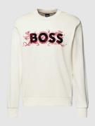 BOSS Sweatshirt mit Motiv-Stitching Modell 'Soleri' in Weiss, Größe XL