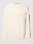 BOSS Orange Strickpullover mit Label-Patch Modell 'Kecol' in Offwhite,...