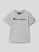 CHAMPION T-Shirt mit Runfdhalsausschnitt in Mittelgrau Melange, Größe ...