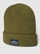 COLUMBIA Beanie mit Label-Patch in Oliv, Größe One Size