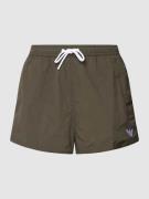 Emporio Armani Badehose mit Label-Stitching Modell 'Basic' in Dunkelgr...