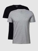 Emporio Armani T-Shirt mit V-Ausschnitt im 2er-Pack in Marine, Größe M