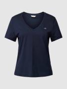 Gant T-Shirt mit geripptem V-Ausschnitt in Marine, Größe XS