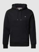 Gant Hoodie mit Label-Stitching Modell 'SHIELD' in Black, Größe S