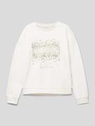 Guess Sweatshirt mit Label-Strasssteinbesatz in Offwhite, Größe 140