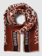 Guess Schal mit Animal- und Label-Print in Taupe, Größe One Size