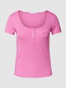 Guess T-Shirt in Ripp-Optik Modell 'SAMANTHA' in Pink, Größe XS