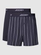 Jockey Boxershorts mit Label-Print im 2er-Pack in Dunkelblau, Größe L