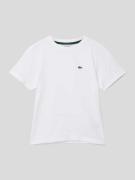 Lacoste T-Shirt mit Logo-Stitching in Weiss, Größe 140