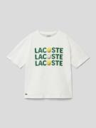 Lacoste T-Shirt mit Logo-Stitching in Weiss, Größe 140