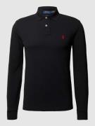 Polo Ralph Lauren Slim Fit Poloshirt mit Label-Stitching in Black, Grö...