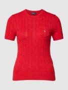 Polo Ralph Lauren Strickpullover mit Zopfmuster in Rot, Größe S
