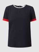 Tommy Hilfiger T-Shirt mit Kontrastabschlüssen in Marine, Größe 34
