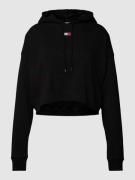 TOMMY HILFIGER Cropped Hoodie mit Logo-Badge Modell 'HERITAGE' in Blac...