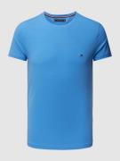 Tommy Hilfiger Slim Fit T-Shirt mit Logo-Stitching in Aqua, Größe XL