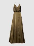 Unique Abendkleid mit Spaghettiträgern in Khaki, Größe 34