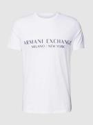 ARMANI EXCHANGE T-Shirt mit Label-Print Modell 'milano/nyc' in Weiss, ...