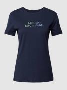 ARMANI EXCHANGE T-Shirt mit Label-Schriftzug in Dunkelblau, Größe XS