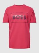 BOSS Green T-Shirt mit Label-Print in Pink, Größe L