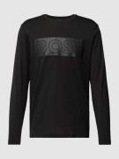 BOSS Green Longsleeve mit Label-Print Modell 'Togn' in Black, Größe L