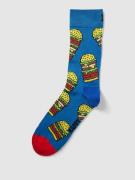 Happy Socks Socken mit Allover-Muster Modell 'Burger' in Blau, Größe 3...