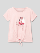 Basefield T-Shirt mit Paillettenbesatz in Rosa, Größe 104