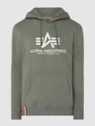 Alpha Industries Hoodie mit Label-Print in Dunkelgruen, Größe S