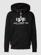 Alpha Industries Sweatjacke mit Label-Print Modell 'BASIC' in Black, G...