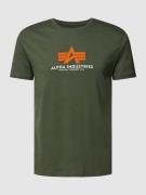 Alpha Industries T-Shirt mit Label-Print in Oliv, Größe S
