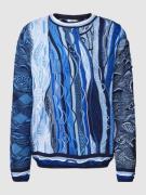 CARLO COLUCCI Pullover mit Allover-Muster in Blau, Größe L