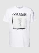 CARLO COLUCCI T-Shirt mit Motiv- und Label-Print in Weiss, Größe L