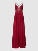 Luxuar Abendkleid mit floraler Spitze in Rot, Größe 38