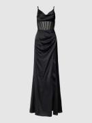 Luxuar Abendkleid mit tiefem Gehschlitz in Black, Größe 36