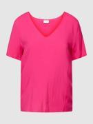 Vila T-Shirt mit V-Ausschnitt Modell 'PAYA' in Pink, Größe 36