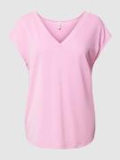 Only T-Shirt mit V-Ausschnitt Modell 'FREE' in Rosa, Größe S