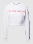 Tommy Jeans Cropped Sweatshirt aus Bio-Baumwolle in Weiss, Größe L