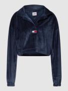 Tommy Jeans Cropped Sweatshirt aus Samt in Dunkelblau, Größe L